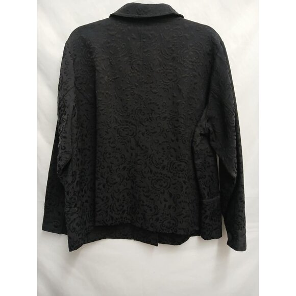 Croft & Barrow Black Jacquard Button-Up Jacket 2X Cotton & Polyester - Picture 3 of 6